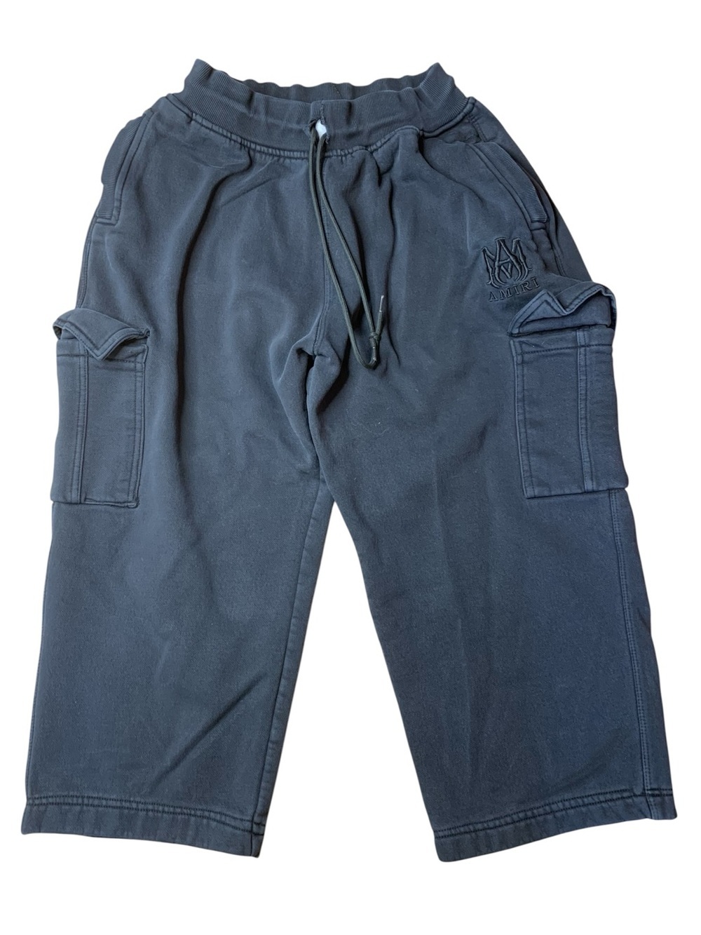 AMIRI Faded Black Embroidered MA Logo Cargo Sweatpants Size XL
